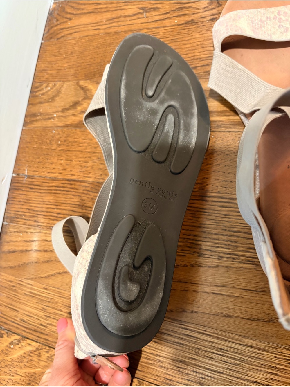 Gentle Souls - Women's Neutral Beige Crisscross Sandals - Picture 2 of 2